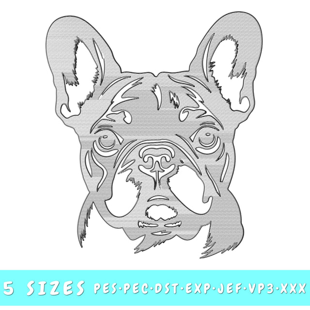 French Bulldog Embroidery Design, 5 Sizes, French Bulldog PES, Pec, Dst, Exp, Jef, Vp3, Xxx Files, Frenchie Embroidery Embroidery/Applique DESIGNS HappyDesignStudio 