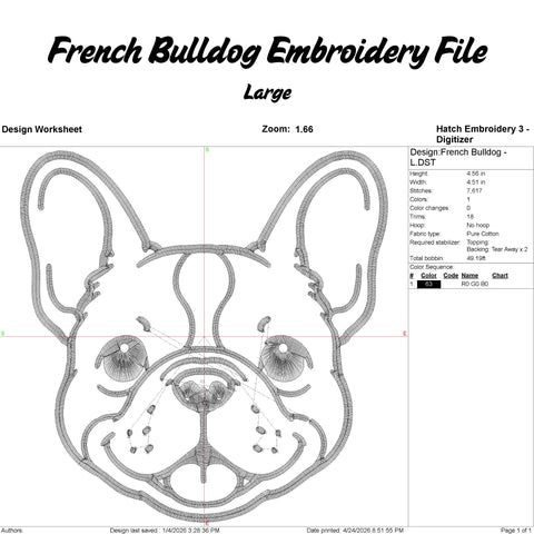 French Bulldog Embroidery File Embroidery/Applique DESIGNS Stitched Haus 