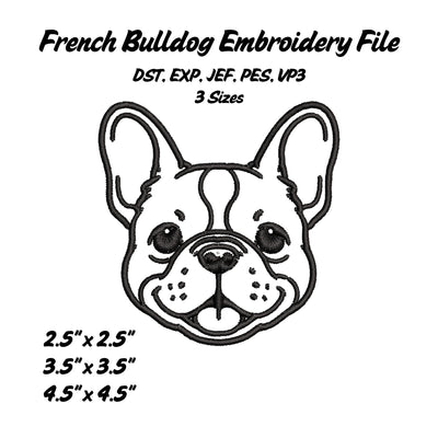 French Bulldog Embroidery File Embroidery/Applique DESIGNS Stitched Haus 