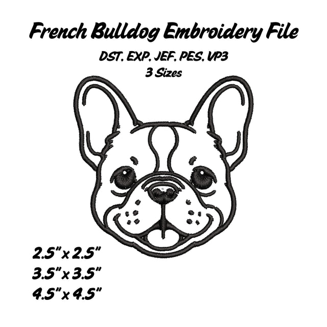 French Bulldog Embroidery File Embroidery/Applique DESIGNS Stitched Haus 
