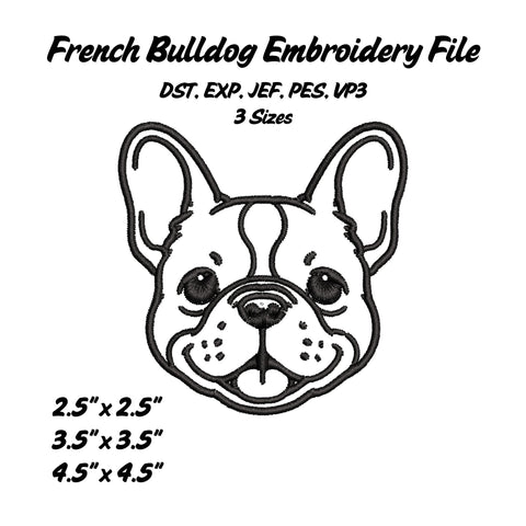 French Bulldog Embroidery File Embroidery/Applique DESIGNS Stitched Haus 