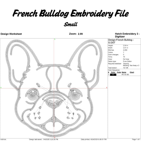 French Bulldog Embroidery File Embroidery/Applique DESIGNS Stitched Haus 