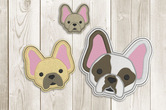 French Bulldog Face ITH Feltie Applique Embroidery Embroidery/Applique DESIGNS Risa Rocks It 