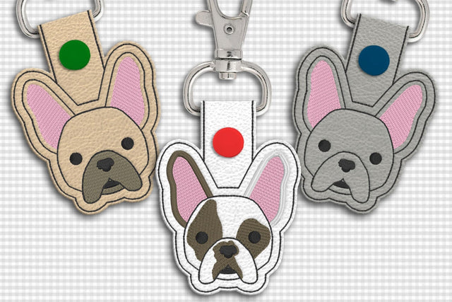 French Bulldog Face ITH Key Fob Applique Embroidery Embroidery/Applique DESIGNS Designed by Geeks 
