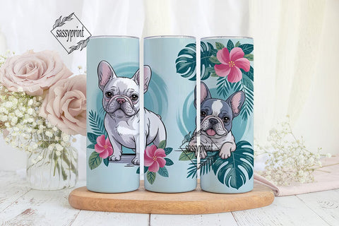 French Bulldog Floral 20oz Tumbler Wrap Sublimation sassyprint 
