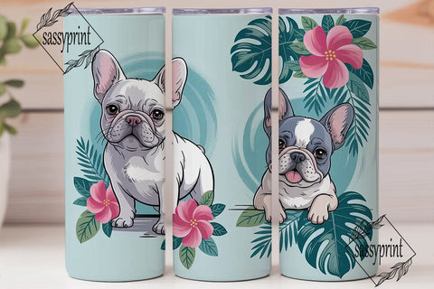 French Bulldog Floral 20oz Tumbler Wrap Sublimation sassyprint 