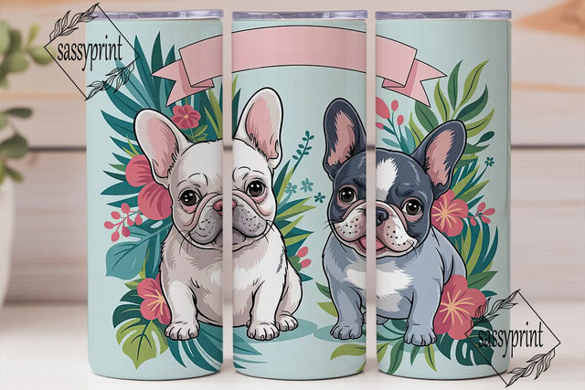 French Bulldog Floral 20oz Tumbler Wrap Sublimation sassyprint 