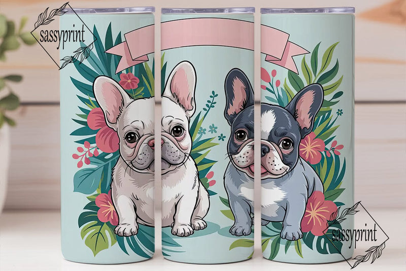 French Bulldog Floral 20oz Tumbler Wrap Sublimation sassyprint 