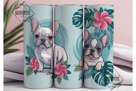 French Bulldog Floral 20oz Tumbler Wrap Sublimation sassyprint 