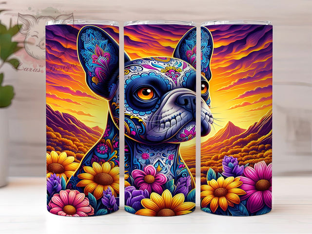 French Bulldog Floral Cute Dog Tumbler, Floral Dog Cup Wrap, 20Oz Sublimation Design, Cute Bulldog Drinkware, Flower Dog Tumbler, Pet Lover Coffee Cup, Bulldog Floral Mug Sublimation Lara' s Designs 