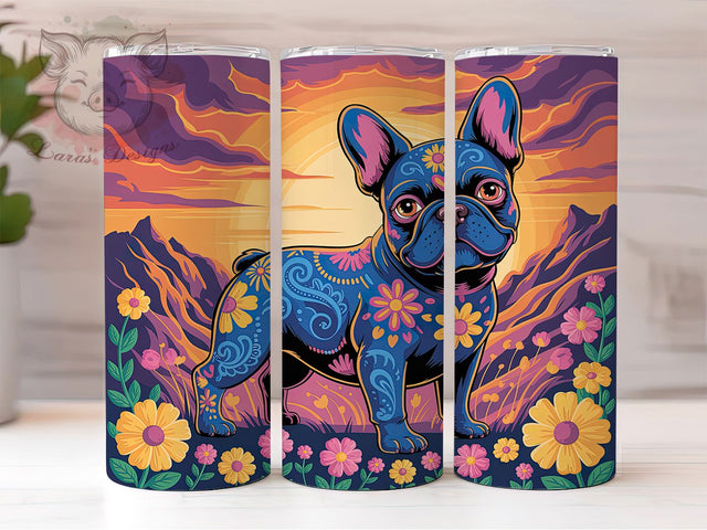 French Bulldog Floral Cute Dog Tumbler, Floral Dog Cup Wrap, 20Oz Sublimation Design, Cute Bulldog Drinkware, Flower Dog Tumbler, Pet Lover Coffee Cup, Bulldog Floral Mug Sublimation Lara' s Designs 