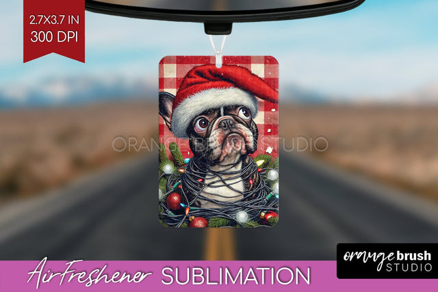 French Bulldog Funny Christmas Dog Air Freshener Sublimation OrangeBrushStudio 