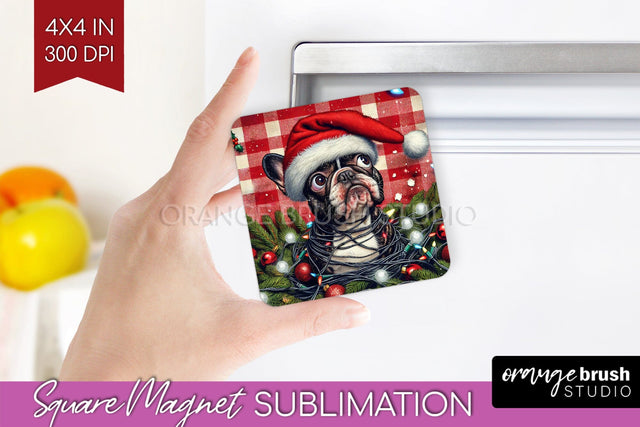 French Bulldog Funny Christmas Dog Magnet PNG Sublimation OrangeBrushStudio 