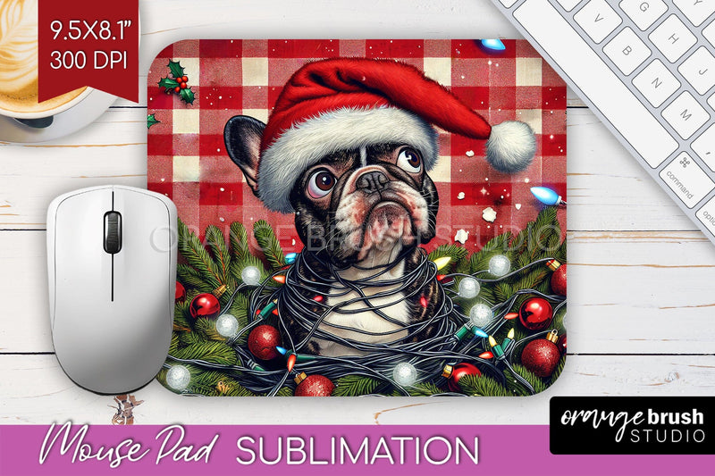 French Bulldog Funny Christmas Dog Mouse Pad PNG Sublimation OrangeBrushStudio 