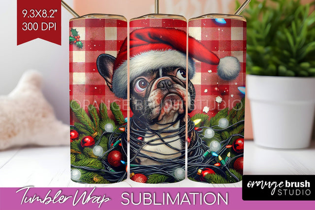 French Bulldog Funny Christmas Dog Tumbler Wrap Sublimation OrangeBrushStudio 