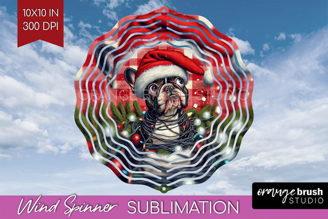 French Bulldog Funny Christmas Dog Wind Spinner Sublimation OrangeBrushStudio 
