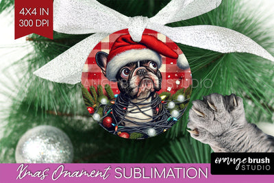 French Bulldog Funny Dog Christmas Ornament PNG Sublimation OrangeBrushStudio 