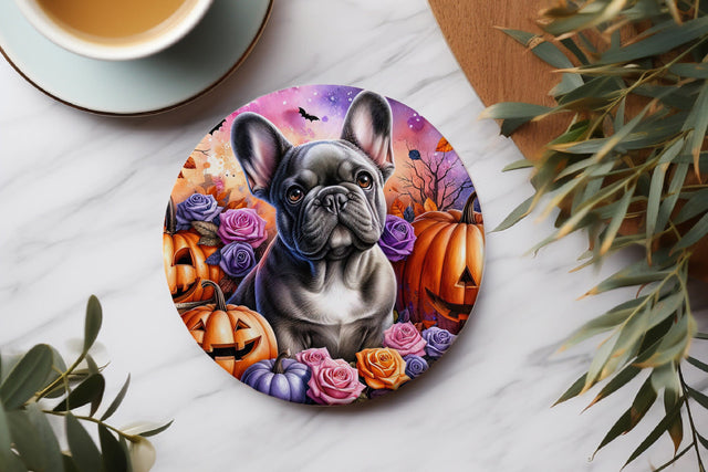 French Bulldog Halloween Coaster Sublimation PNG Sublimation BijouBay 