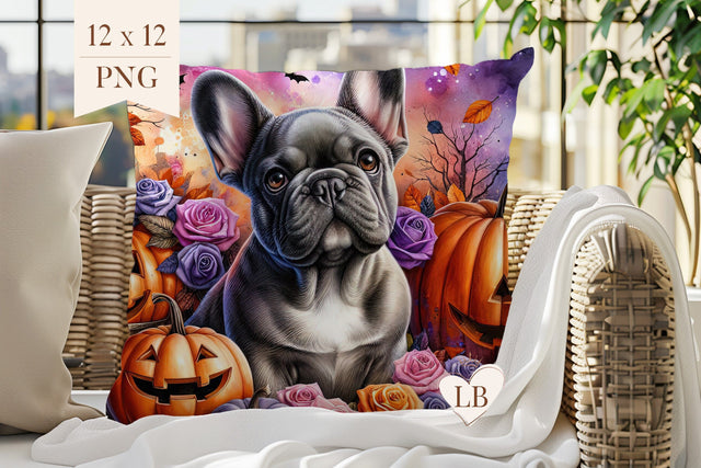 French Bulldog Halloween Pillow Cover Sublimation PNG Sublimation BijouBay 