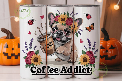 French Bulldog Iced Coffee 20oz Tumbler Sublimation PixelChick 