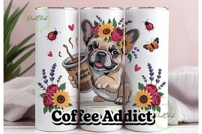 French Bulldog Iced Coffee 20oz Tumbler Sublimation PixelChick 