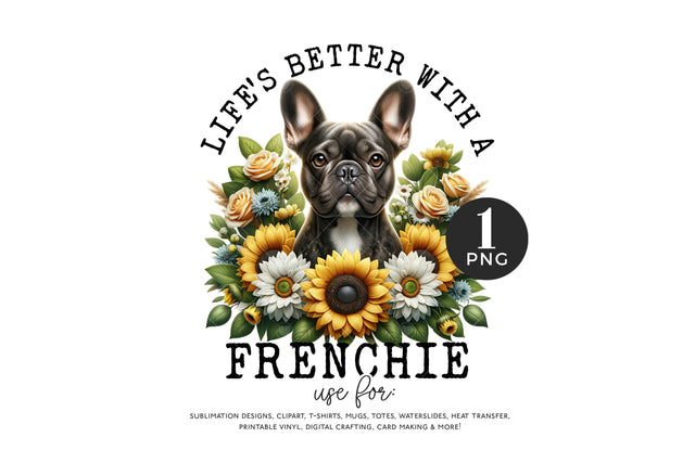 French Bulldog PNG | Floral Dog Lover Sublimation Design Sublimation BijouBay 