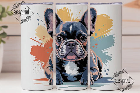 French Bulldog Portrait Tumbler Wrap Sublimation sassyprint 