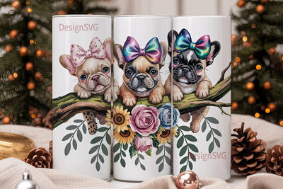 French Bulldog Puppies 20oz Tumbler Wrap Sublimation DesignSVG 