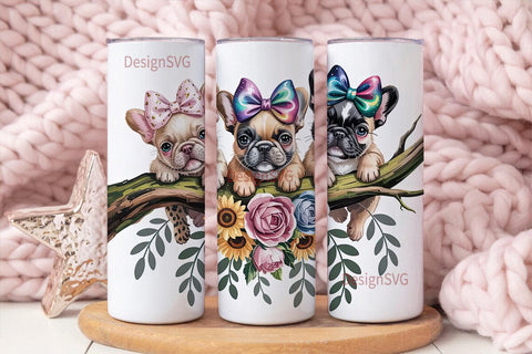 French Bulldog Puppies 20oz Tumbler Wrap Sublimation DesignSVG 