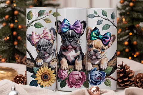 French Bulldog Puppies 20oz Tumbler Wrap Sublimation DesignSVG 
