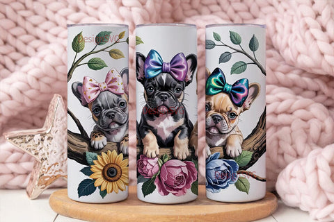 French Bulldog Puppies 20oz Tumbler Wrap Sublimation DesignSVG 