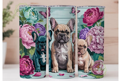 French Bulldog Puppies 20oz Tumbler Wrap Sublimation PixelChick 