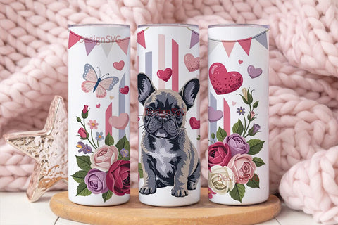 French Bulldog Puppy Love 20oz Tumbler Sublimation DesignSVG 