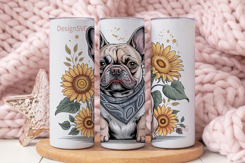 French Bulldog Sunflower 20oz Tumbler Sublimation DesignSVG 