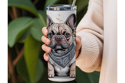 French Bulldog Sunflower 20oz Tumbler Sublimation DesignSVG 
