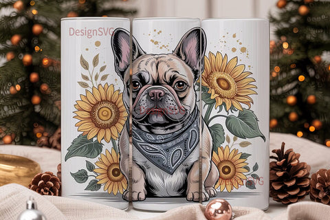 French Bulldog Sunflower 20oz Tumbler Sublimation DesignSVG 