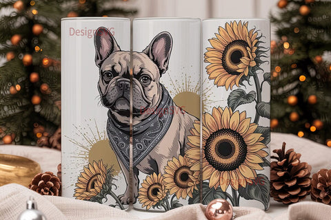 French Bulldog Sunflower 20oz Tumbler Sublimation DesignSVG 