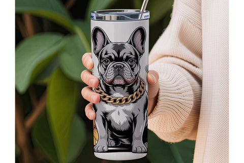 French Bulldog & Sunflowers 20oz Tumbler Sublimation DesignSVG 