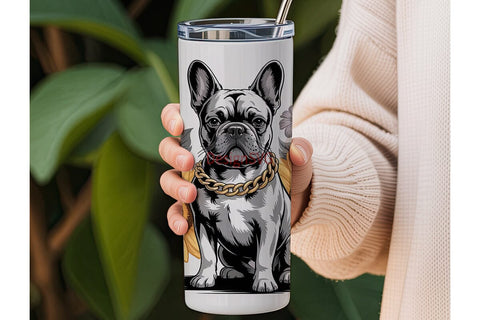 French Bulldog & Sunflowers 20oz Tumbler Sublimation DesignSVG 