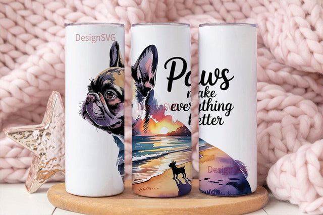 French Bulldog Sunset 20oz Tumbler Wrap Sublimation DesignSVG 