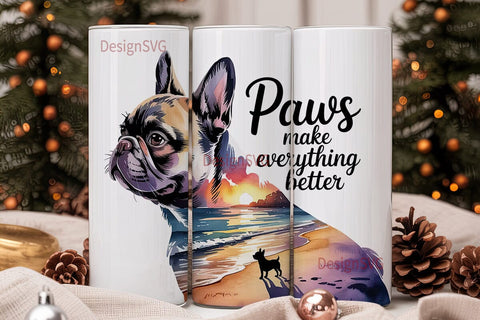French Bulldog Sunset 20oz Tumbler Wrap Sublimation DesignSVG 
