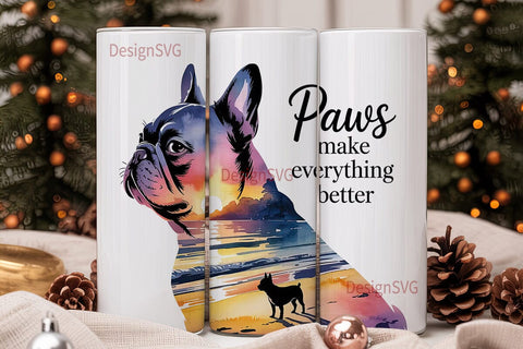 French Bulldog Sunset 20oz Tumbler Wrap Sublimation DesignSVG 