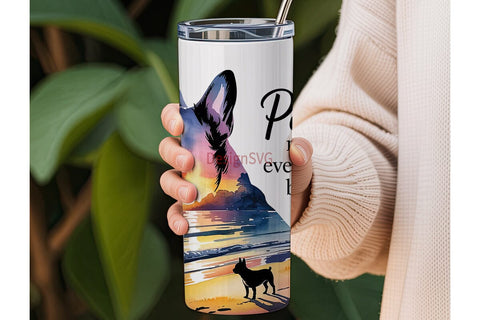 French Bulldog Sunset 20oz Tumbler Wrap Sublimation DesignSVG 