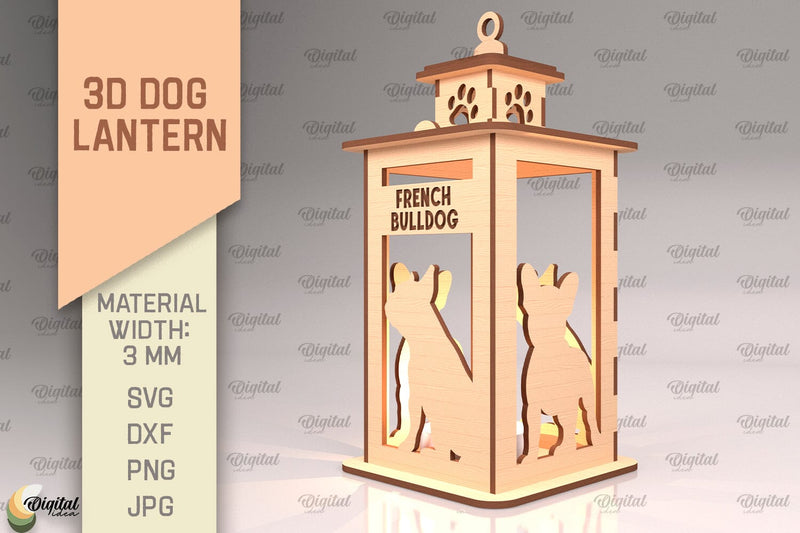 French Bulldog SVG. 3D Dog Lantern Laser Cut SVG Evgenyia Guschina 