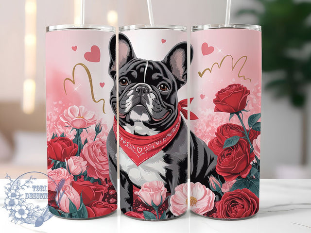 French Bulldog Valentine Tumbler, French Bulldog Wrap, 20oz Tumbler Wrap, Sublimation Design, Cute Dog Valentine, Pet Lover Gift, Bulldog Mom Tumbler Sublimation ToriDesigns 