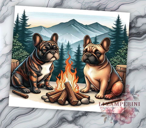 French Bulldogs Camping 20oz Tumbler Wrap PNG, Dog Lovers Tumbler Png, Straight & Tapered Tumbler Wrap, Instant Digital Download Sublimation Li Zamperini 