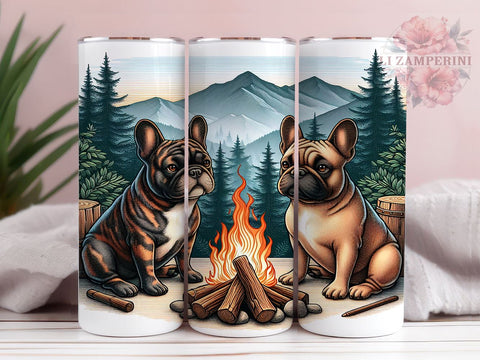 French Bulldogs Camping 20oz Tumbler Wrap PNG, Dog Lovers Tumbler Png, Straight & Tapered Tumbler Wrap, Instant Digital Download Sublimation Li Zamperini 