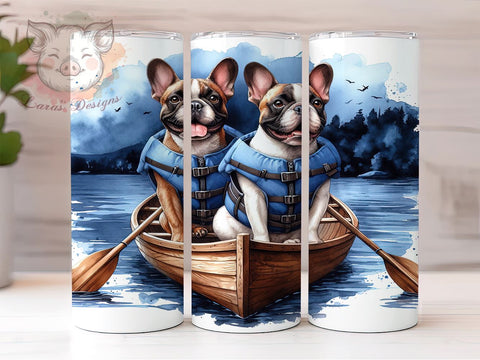 French Bulldogs Watercolor 20oz Tumbler Png, Straight & Tapered Tumbler Png, Bulldogs Tumbler Png, Digital Download PNG Sublimation Lara' s Designs 