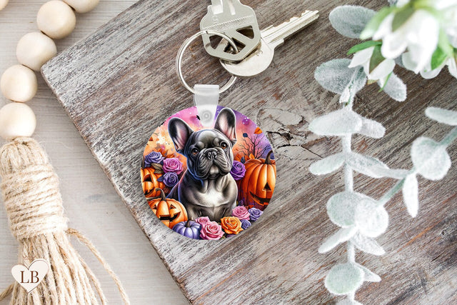 Frenchie Keychain Sublimation, Dog Key Ring PNG Sublimation BijouBay 
