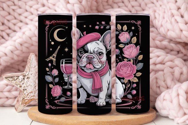 Frenchie Tumbler Wrap PNG Sublimation DesignSVG 